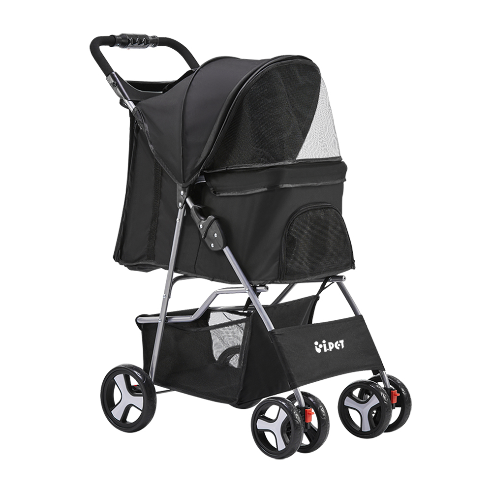 i.Pet 4-Wheel Pet Stroller Black