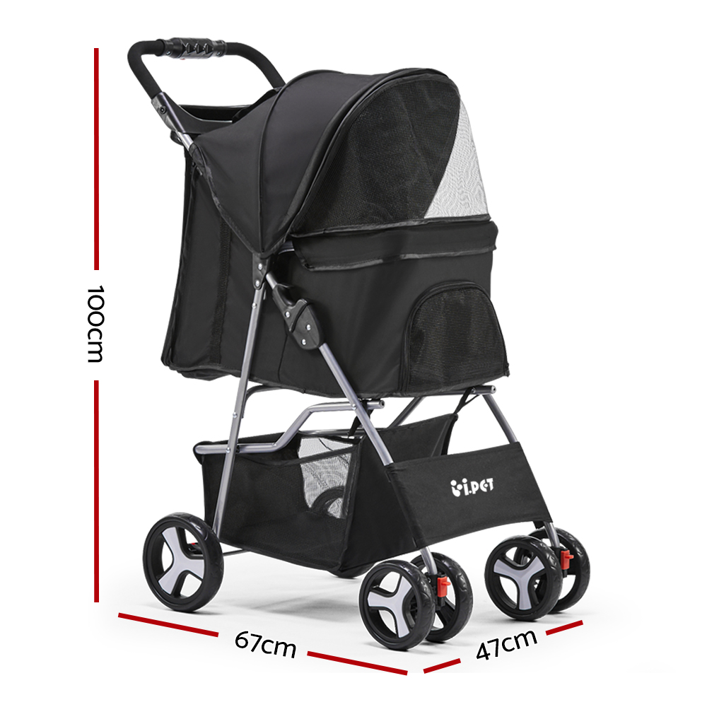 i.Pet 4-Wheel Pet Stroller Black view 2