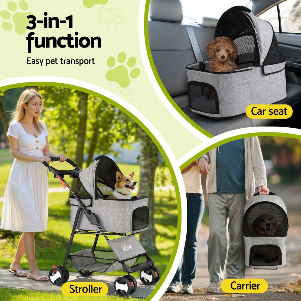 i.Pet 3-in-1 Pet Stroller Carrier Car Seat 4 Wheels view 4