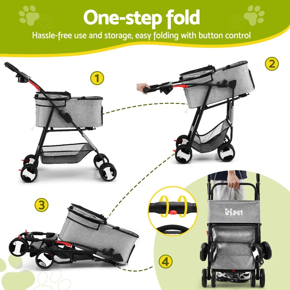 i.Pet 3-in-1 Pet Stroller Carrier Car Seat 4 Wheels view 5