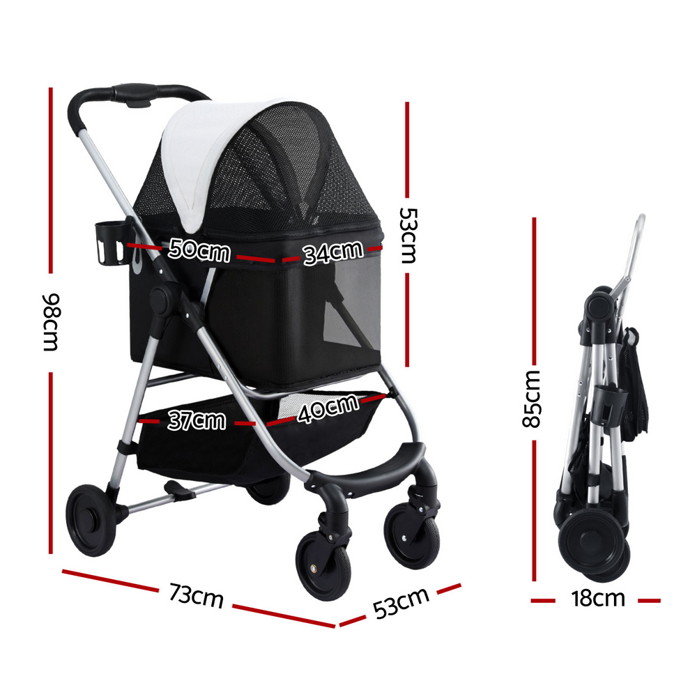 i.Pet Large Pet Stroller Storage Basket 4 Wheels view 3