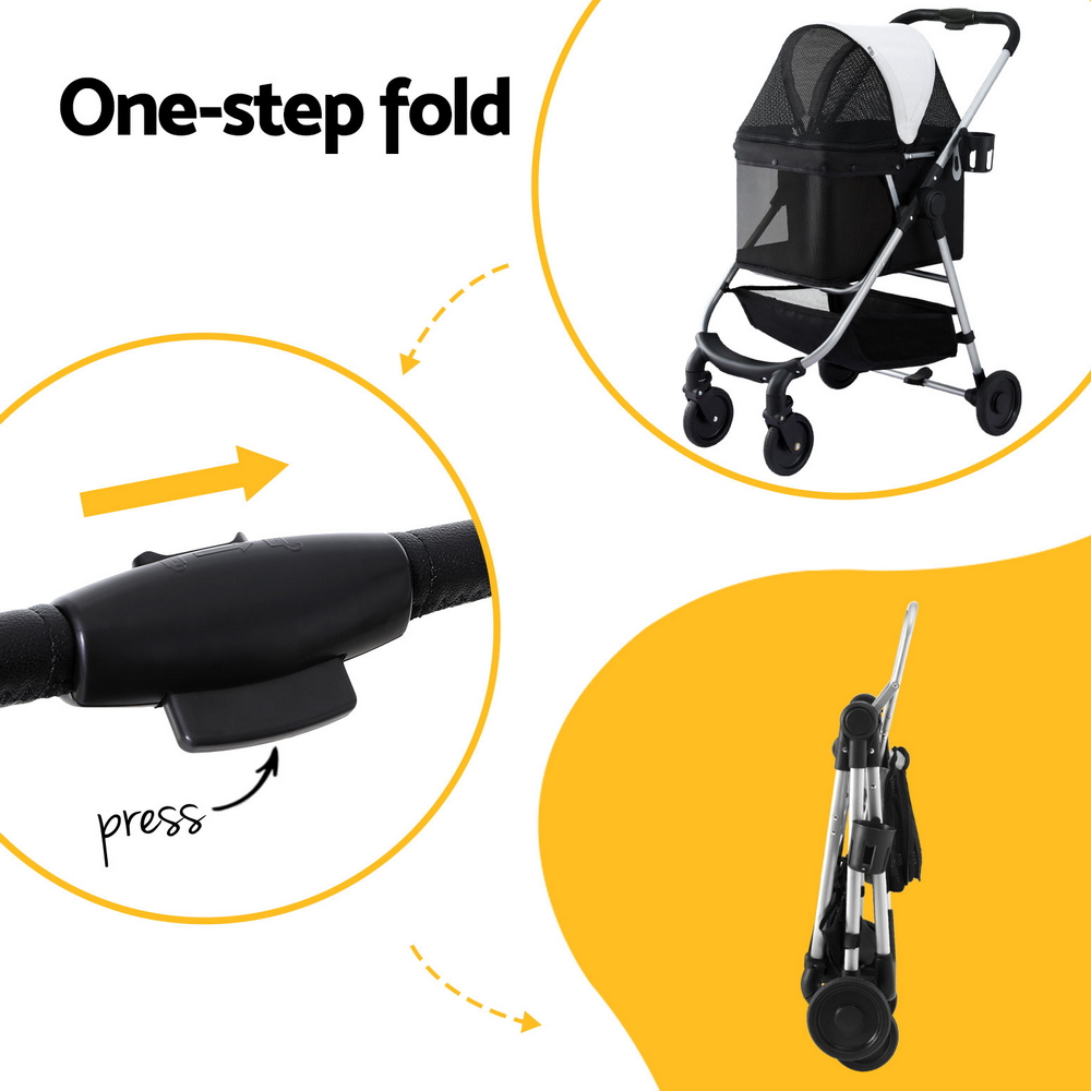 i.Pet Large Pet Stroller Storage Basket 4 Wheels view 5