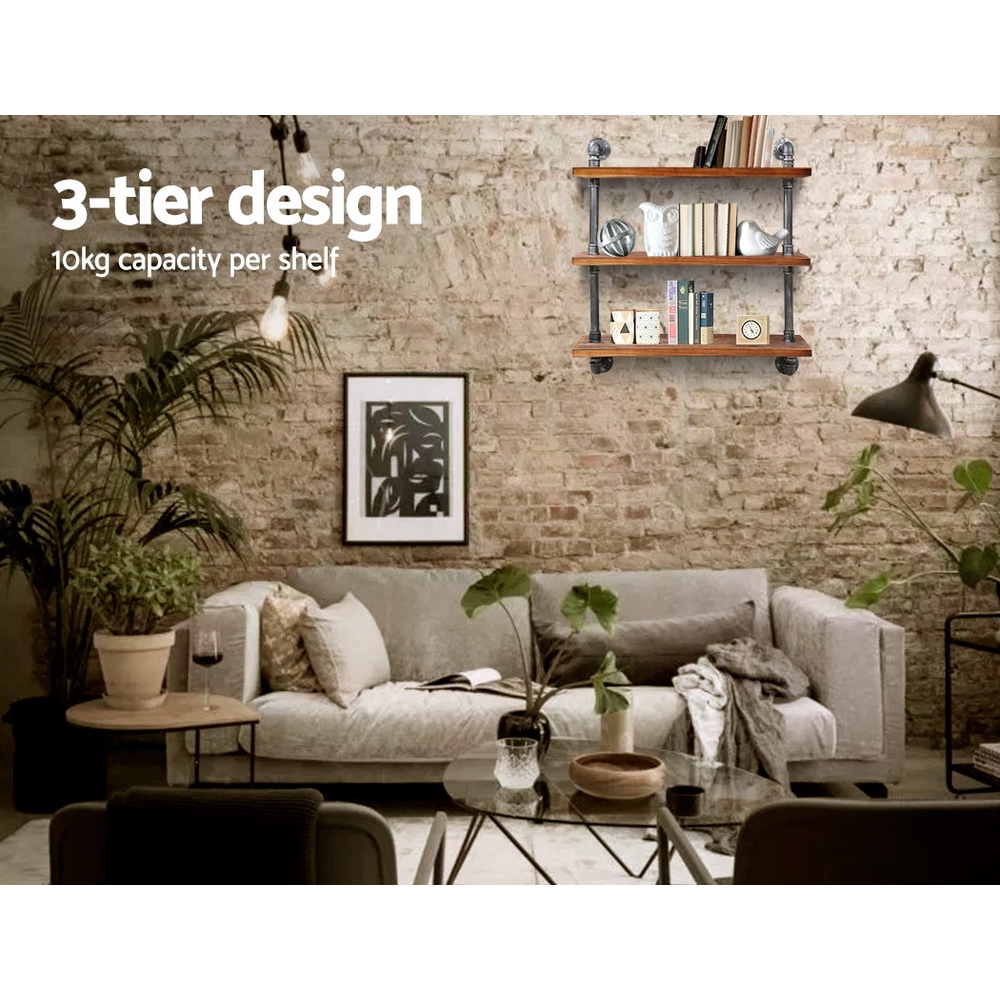 Artiss DIY Pipe Shelf 3 Tiers Irma Wall Mounted view 5