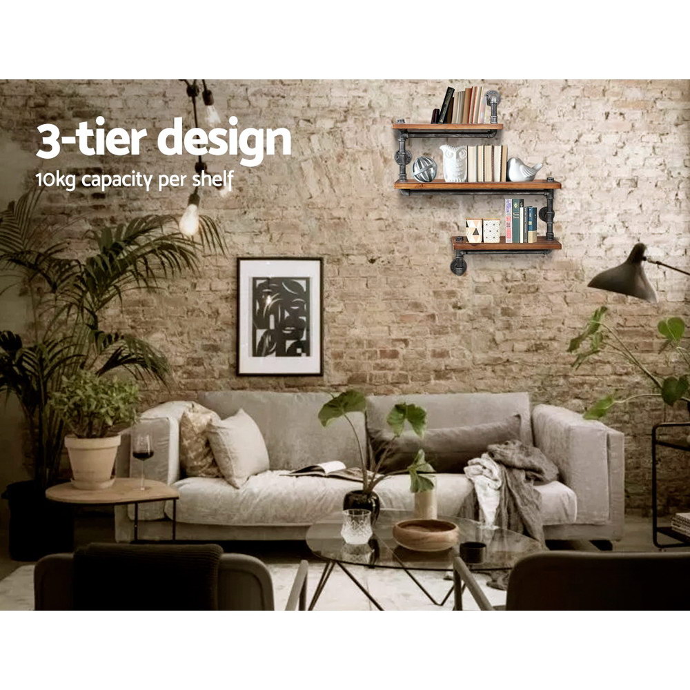 Artiss DIY Pipe Shelf 3 Tiers Iona view 5