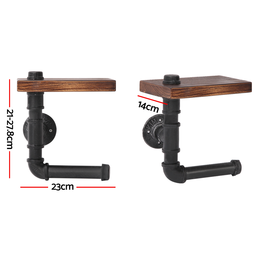 Artiss DIY Pipe Shelf Toilet Paper Holder Adjustable view 2