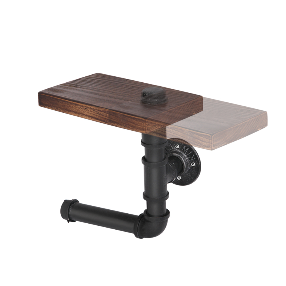 Artiss DIY Pipe Shelf Toilet Paper Holder Adjustable view 3