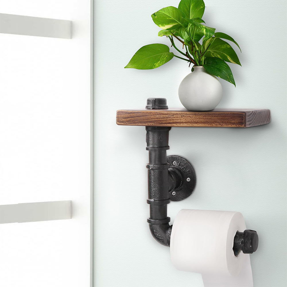 Artiss DIY Pipe Shelf Toilet Paper Holder Adjustable view 5