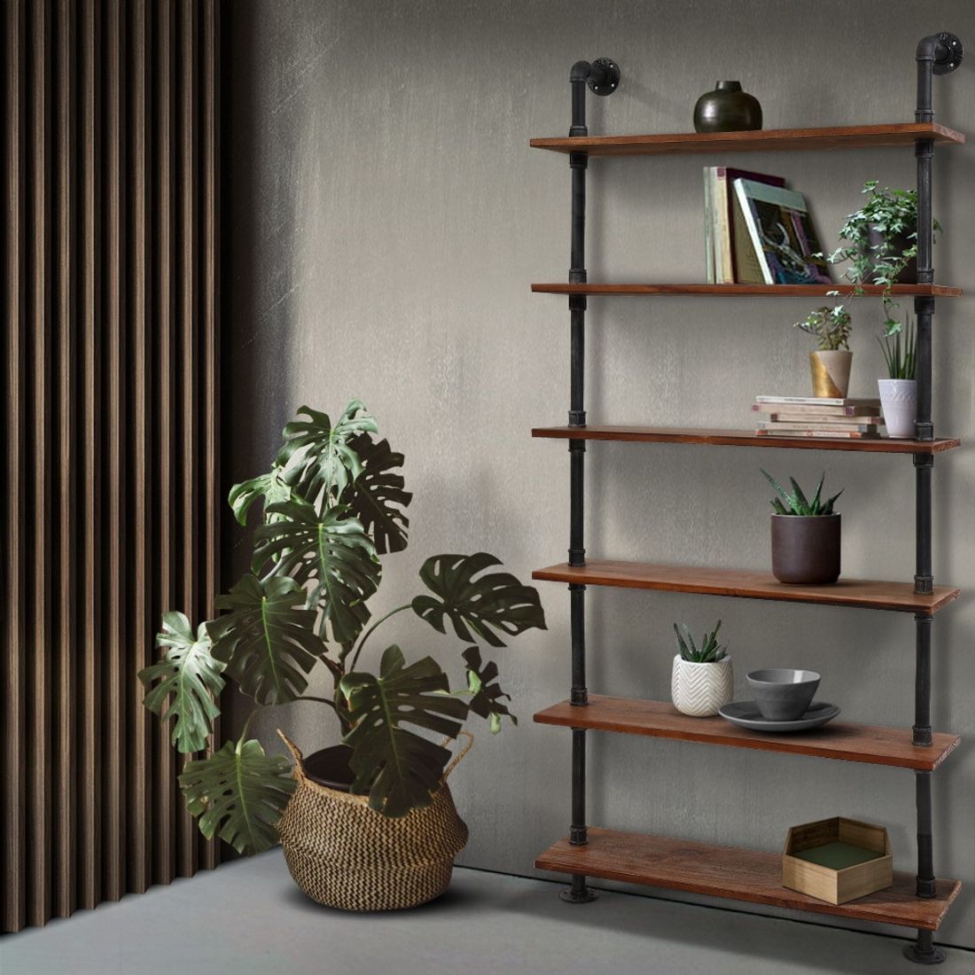 Artiss DIY Pipe Shelf 6 Tiers Ira Rustic Industrial