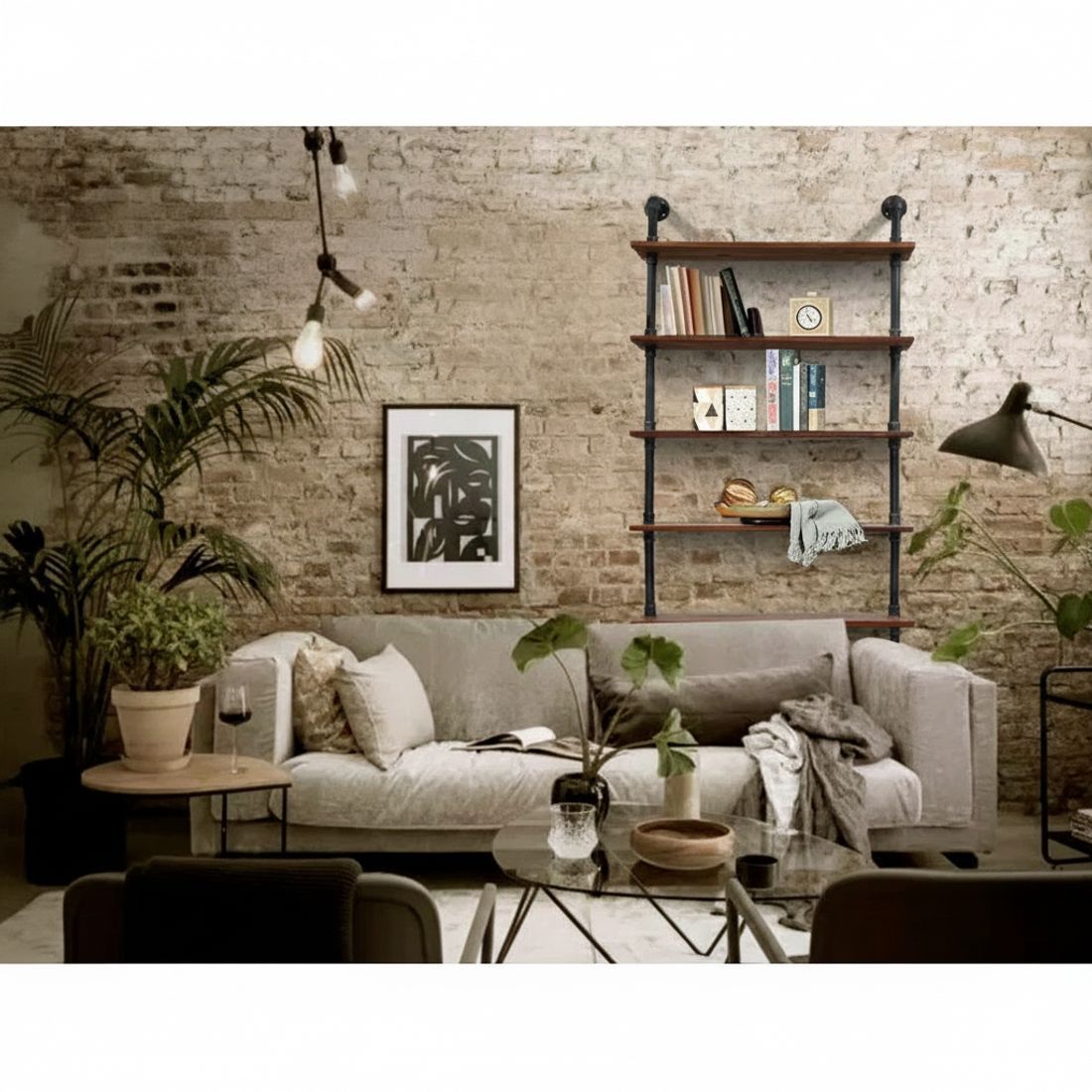 Artiss DIY Pipe Shelf 6 Tiers Ira Rustic Industrial view 4