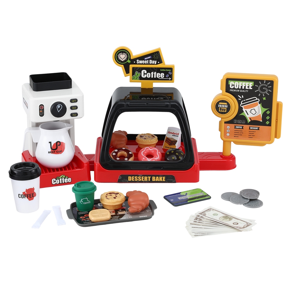 Keezi Kids Pretend Coffee Shop Playset with Coffee Maker view 2