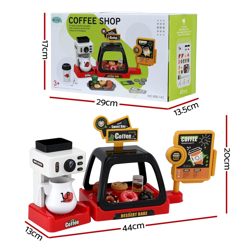 Keezi Kids Pretend Coffee Shop Playset with Coffee Maker view 3