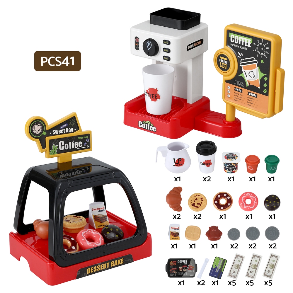 Keezi Kids Pretend Coffee Shop Playset with Coffee Maker view 4