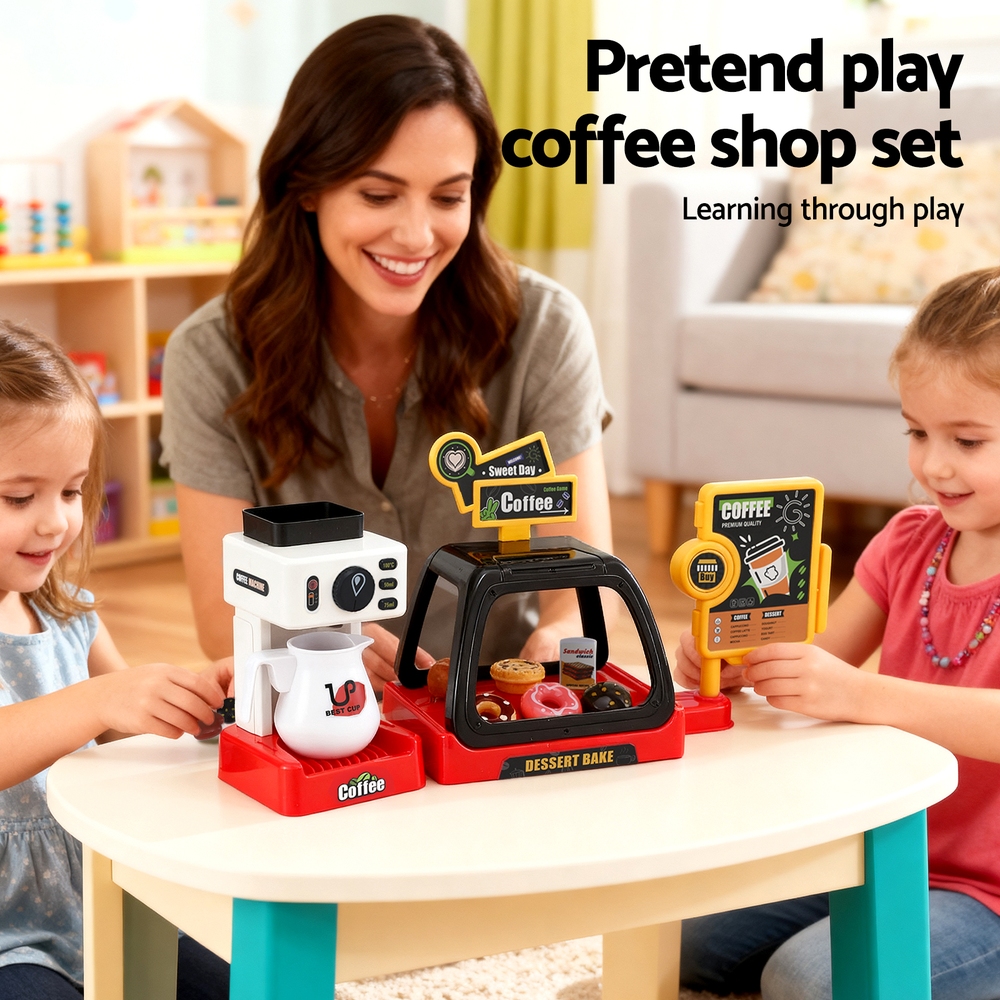Keezi Kids Pretend Coffee Shop Playset with Coffee Maker view 5