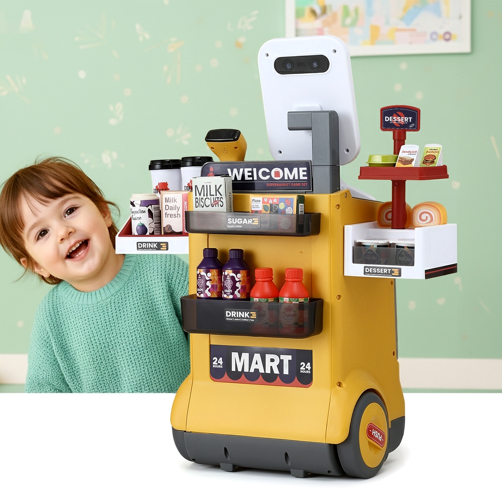 Keezi Kids Supermarket Shopping Playset with Cash Scanner