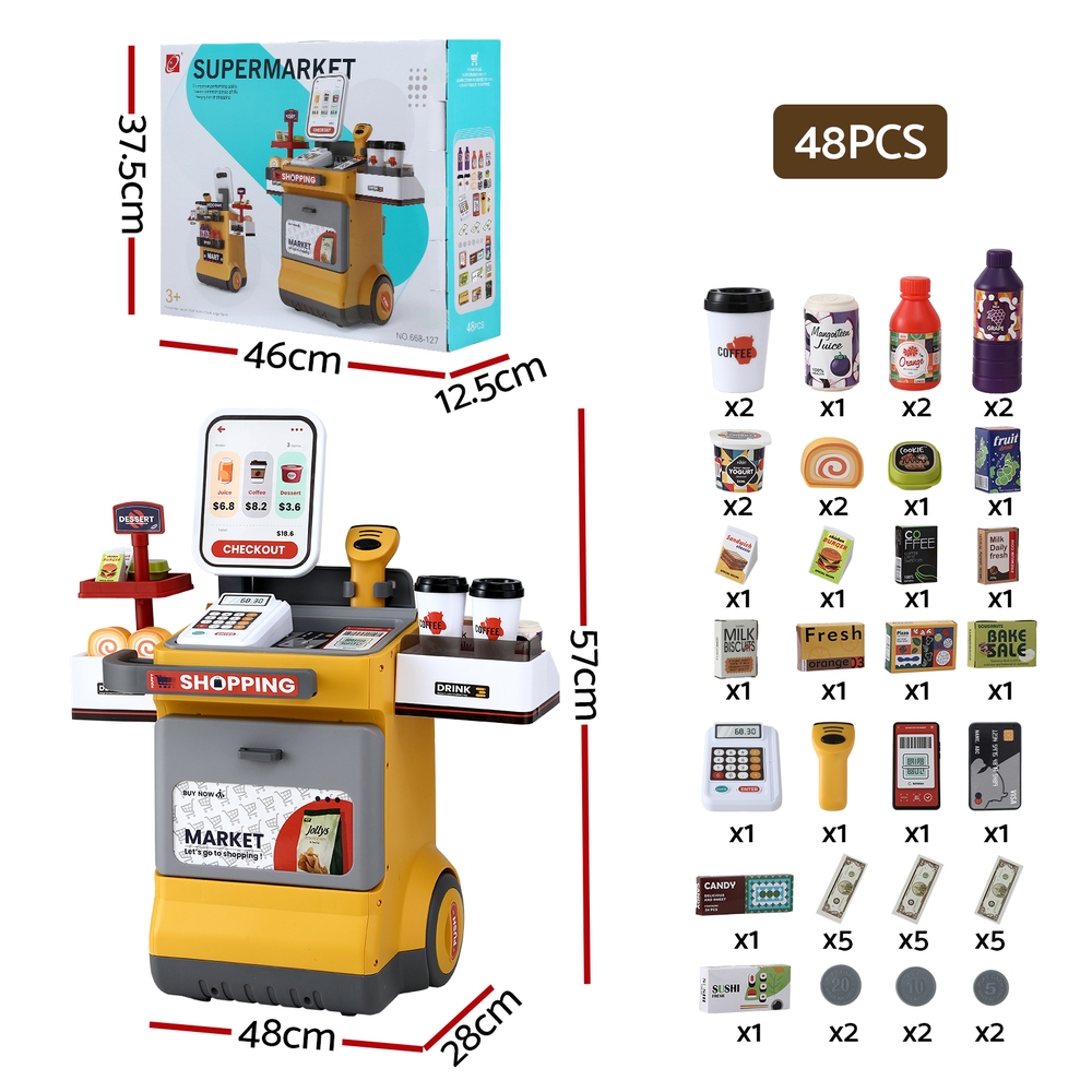 Keezi Kids Supermarket Shopping Playset with Cash Scanner view 3