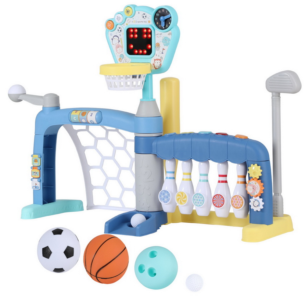 Keezi Kids 5-in-1 Basketball Hoop Set with Bowling Golf