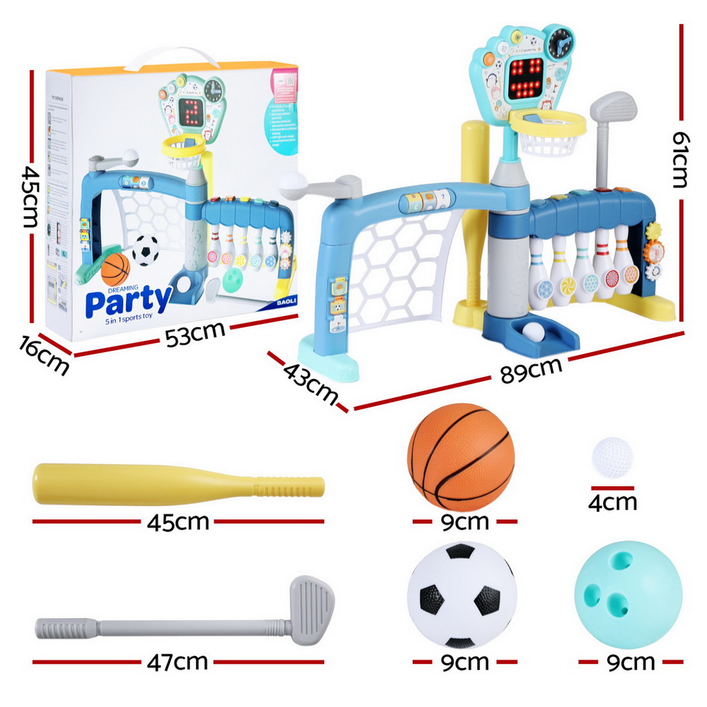 Keezi Kids 5-in-1 Basketball Hoop Set with Bowling Golf view 2