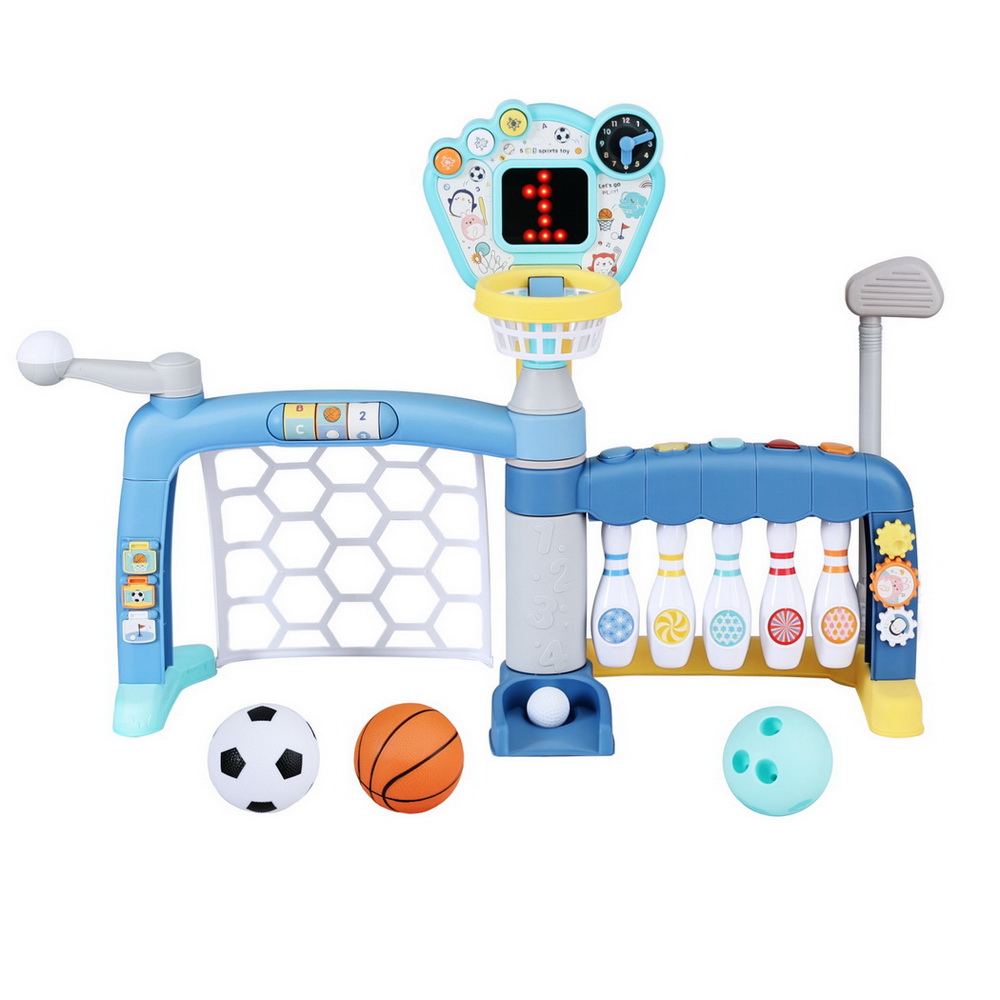 Keezi Kids 5-in-1 Basketball Hoop Set with Bowling Golf view 3