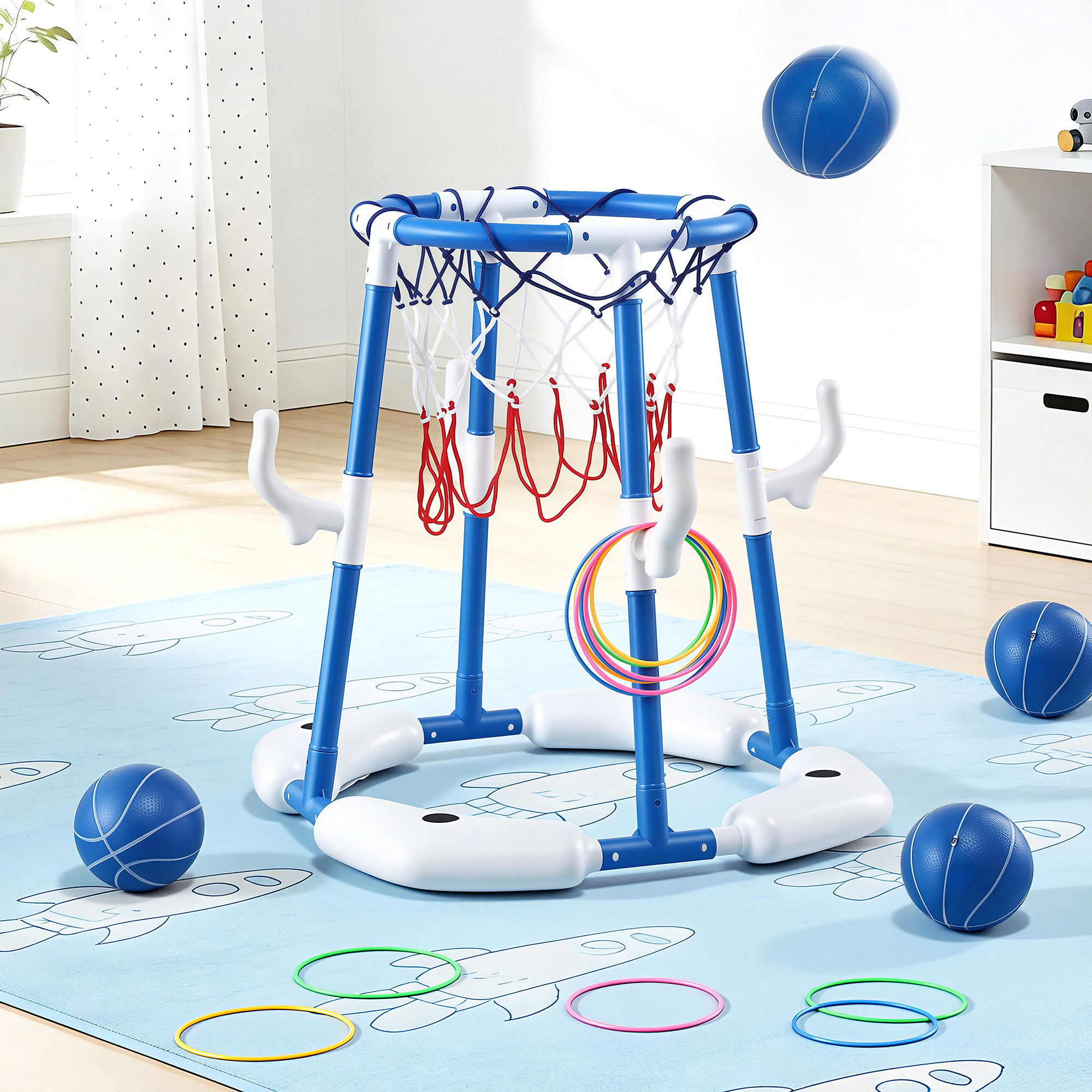 Keezi Kids Basketball Hoop with Ring Toss Pool Game