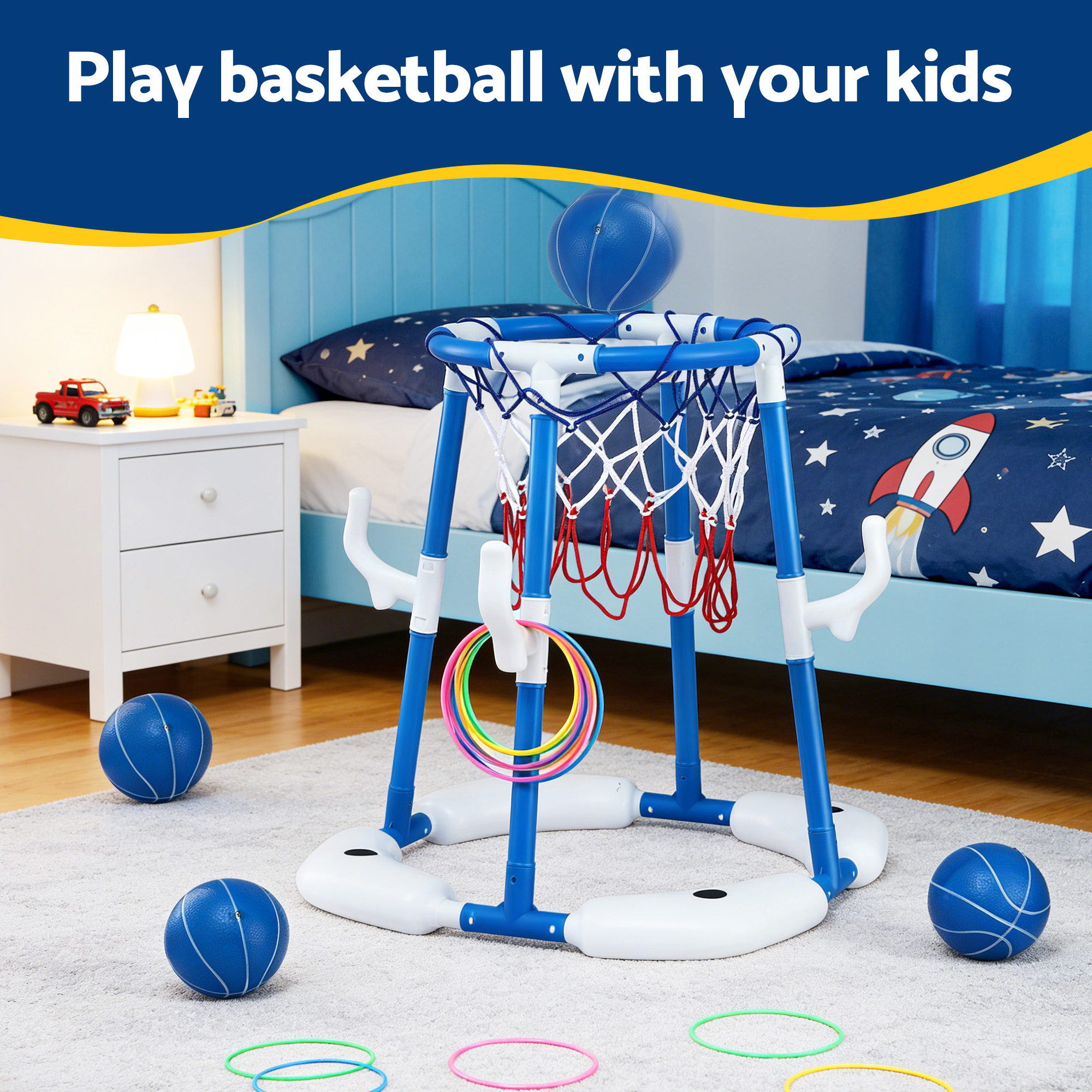 Keezi Kids Basketball Hoop with Ring Toss Pool Game view 4
