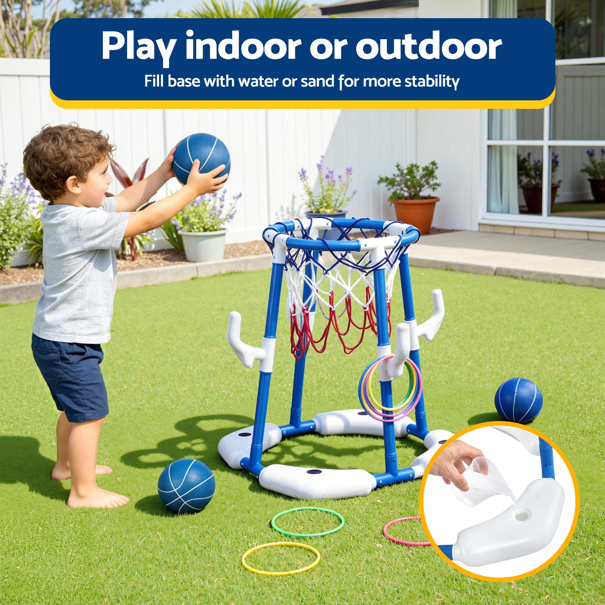Keezi Kids Basketball Hoop with Ring Toss Pool Game view 5