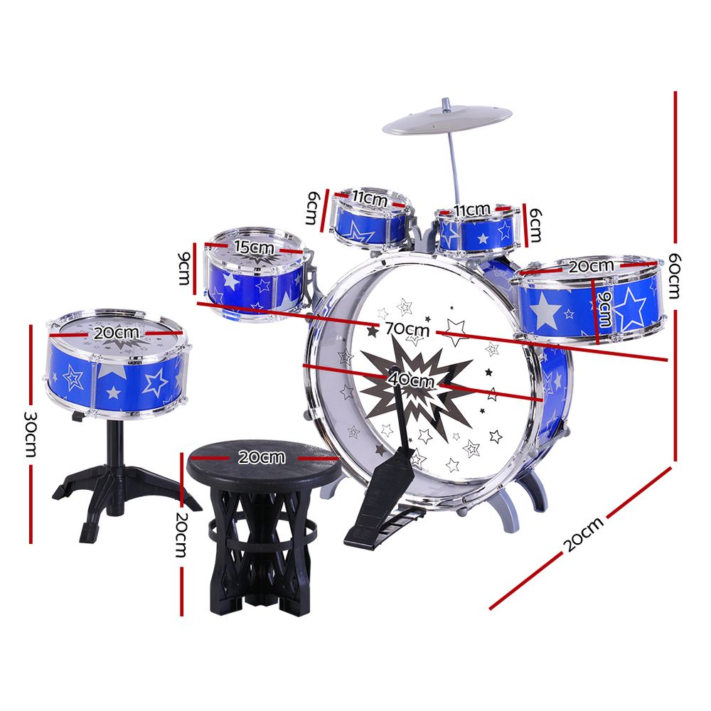 Keezi 11-Piece Kids Drum Set for Little Rockstars view 2