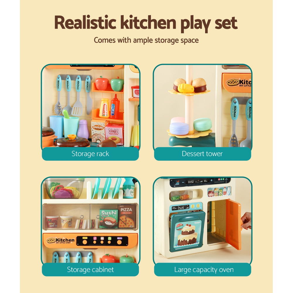 Keezi Kitchen Play Set with Steam, Sound & Light view 3