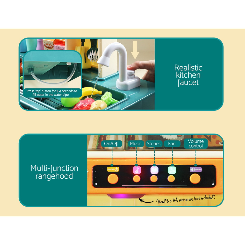 Keezi Kitchen Play Set with Steam, Sound & Light view 5