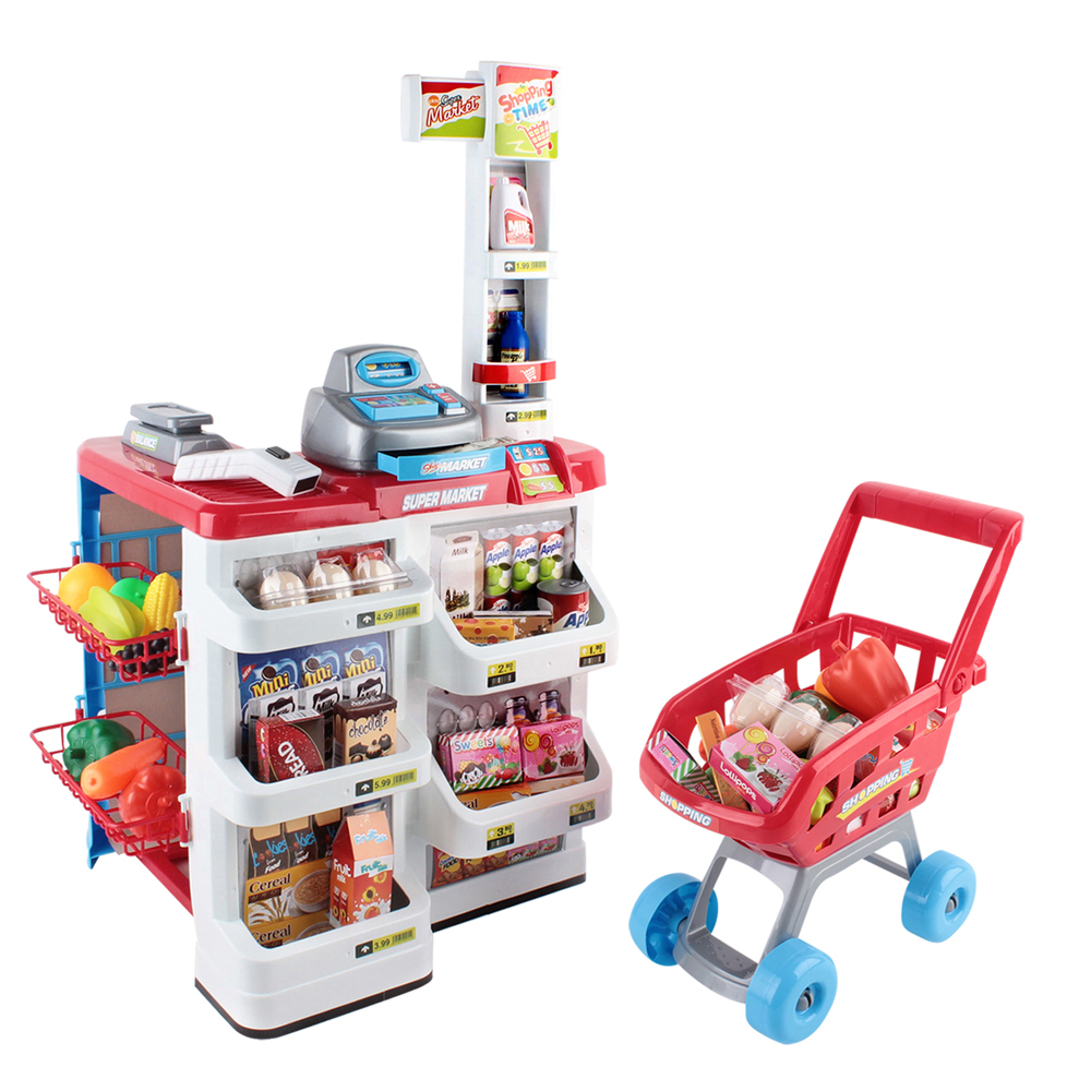Keezi Kids Supermarket Playset with Cash Register Trolley