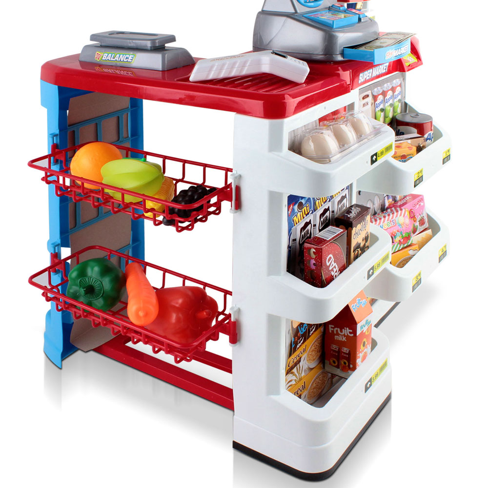 Keezi Kids Supermarket Playset with Cash Register Trolley view 4