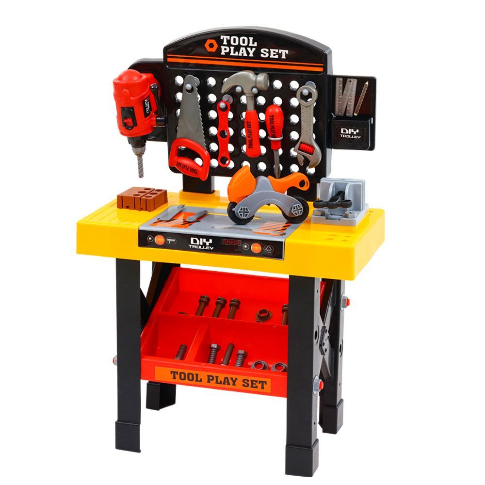 Keezi Kids Black Workbench DIY Tools 54-Piece Play Set
