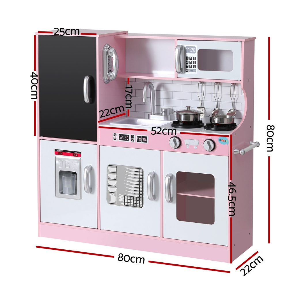 Keezi 80cm Wooden Kitchen Play Set with Blackboard view 2