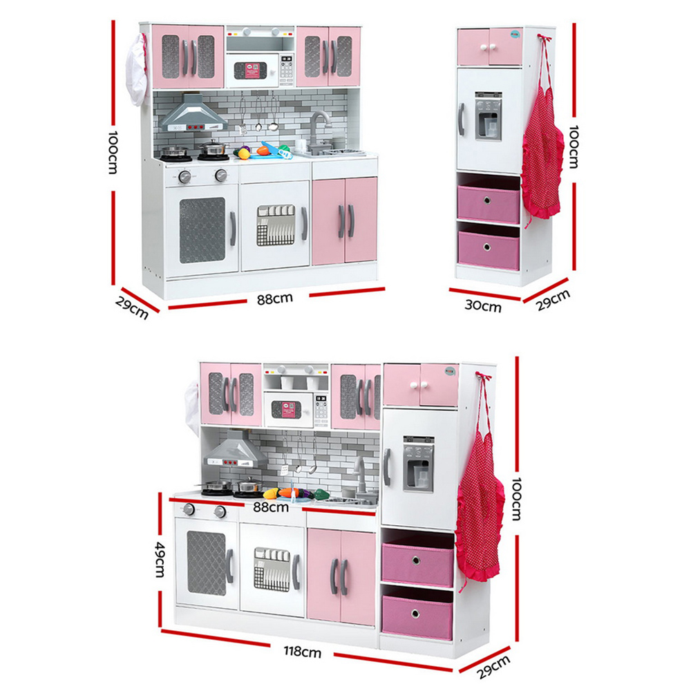 Keezi Pink 2-Piece Wooden Kitchen Playset with Coffee Maker view 3