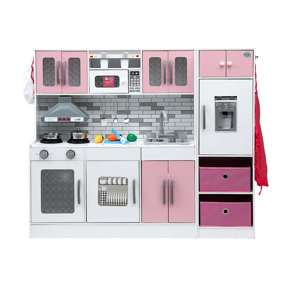 Keezi Pink 2-Piece Wooden Kitchen Playset with Coffee Maker view 4
