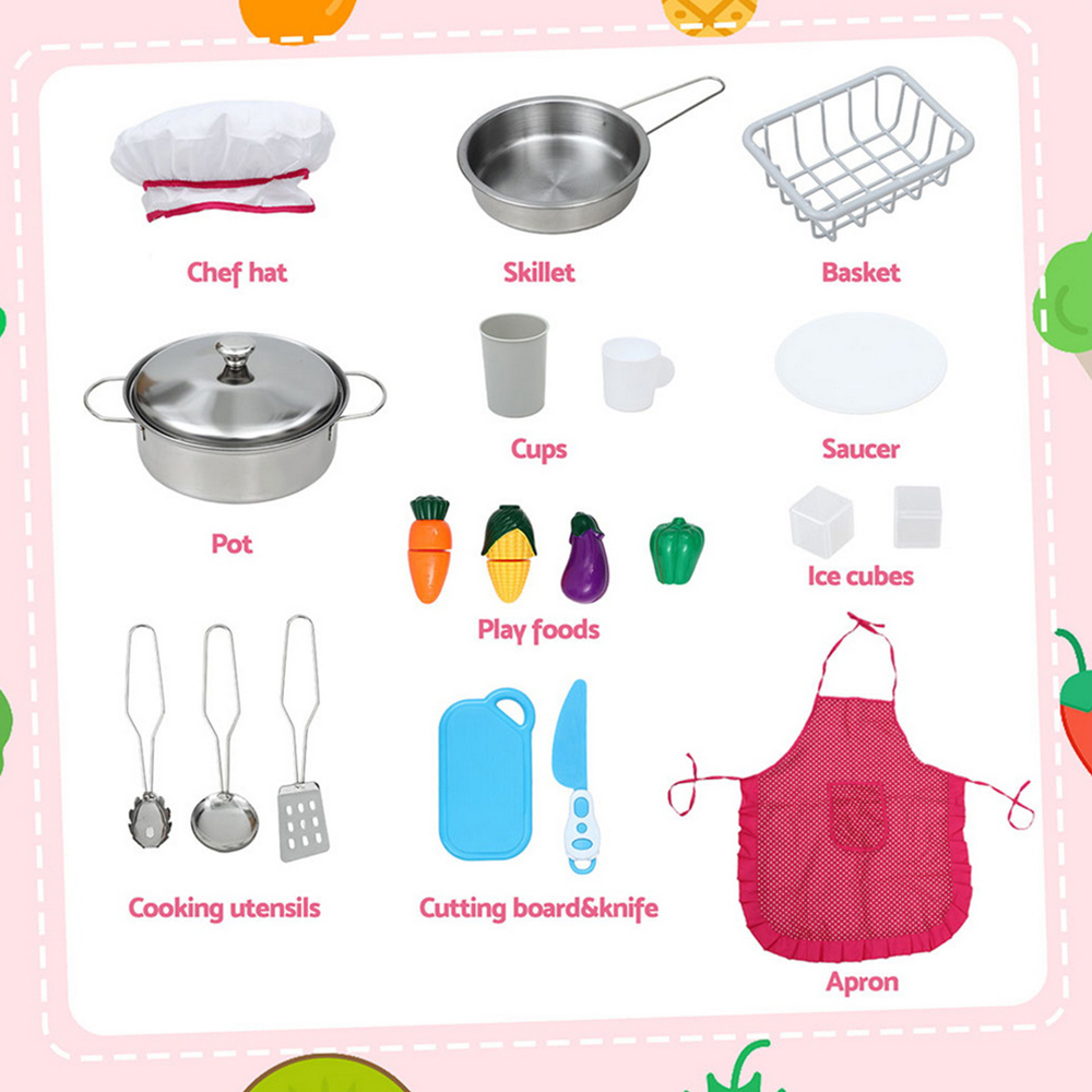 Keezi Pink 2-Piece Wooden Kitchen Playset with Coffee Maker view 5