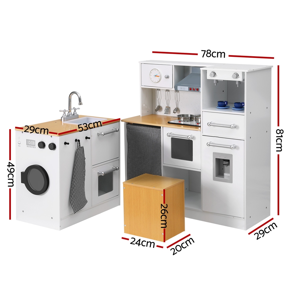 Keezi White 2-Piece Wooden Kitchen Playset with Coffee Maker view 2