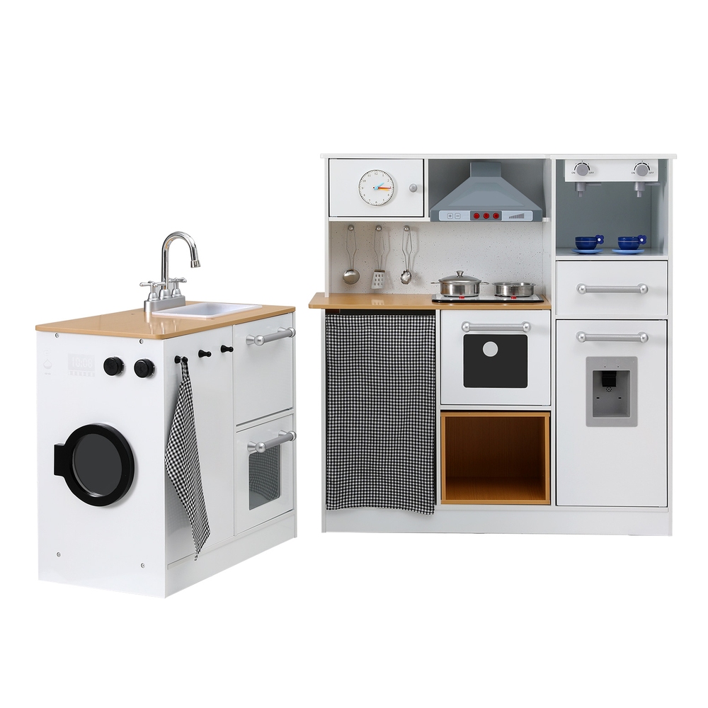 Keezi White 2-Piece Wooden Kitchen Playset with Coffee Maker view 3