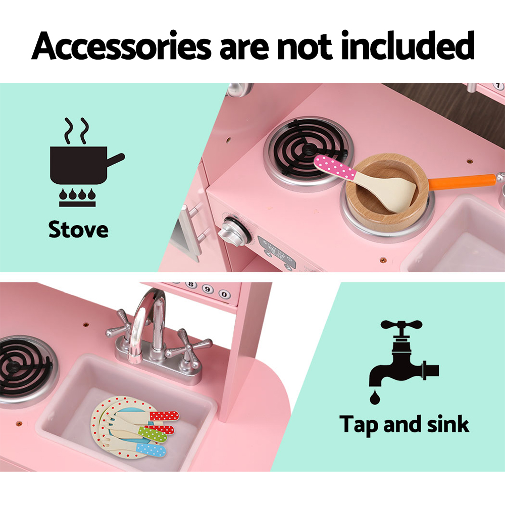 Keezi Classic Wooden Kitchen Play Set with Play Phone view 5