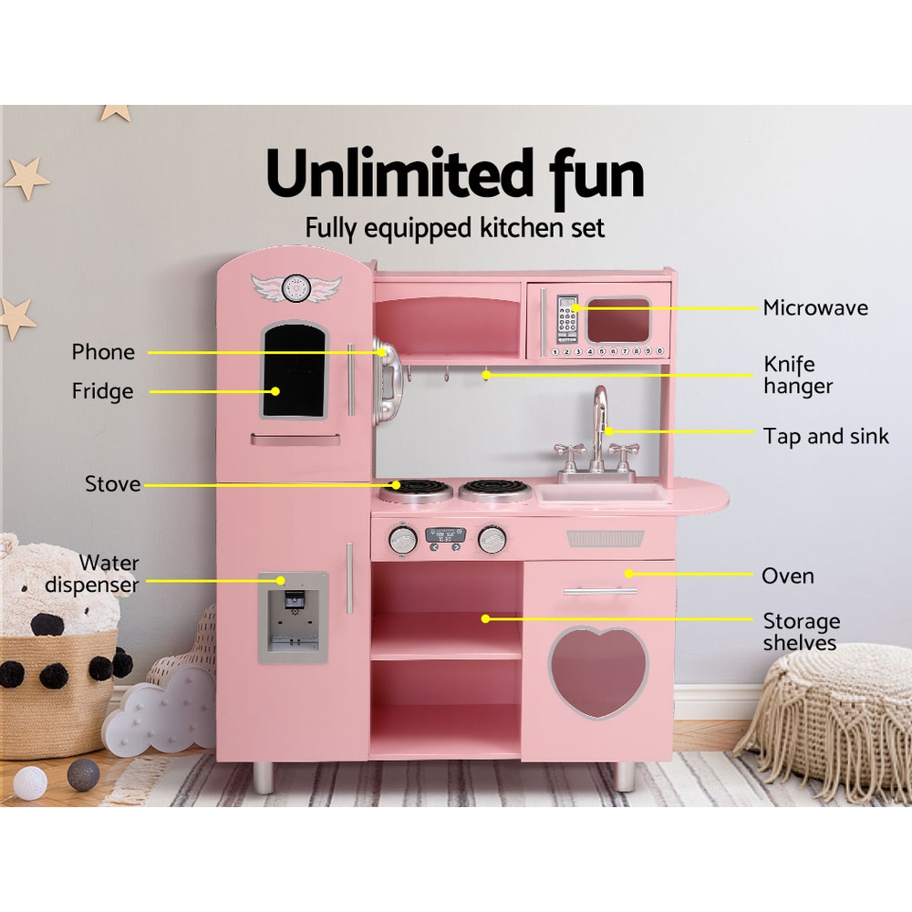 Keezi Wooden Kitchen Play Set with Drink Dispenser view 4