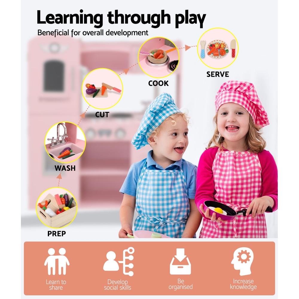 Keezi Wooden Kitchen Play Set with Drink Dispenser view 5