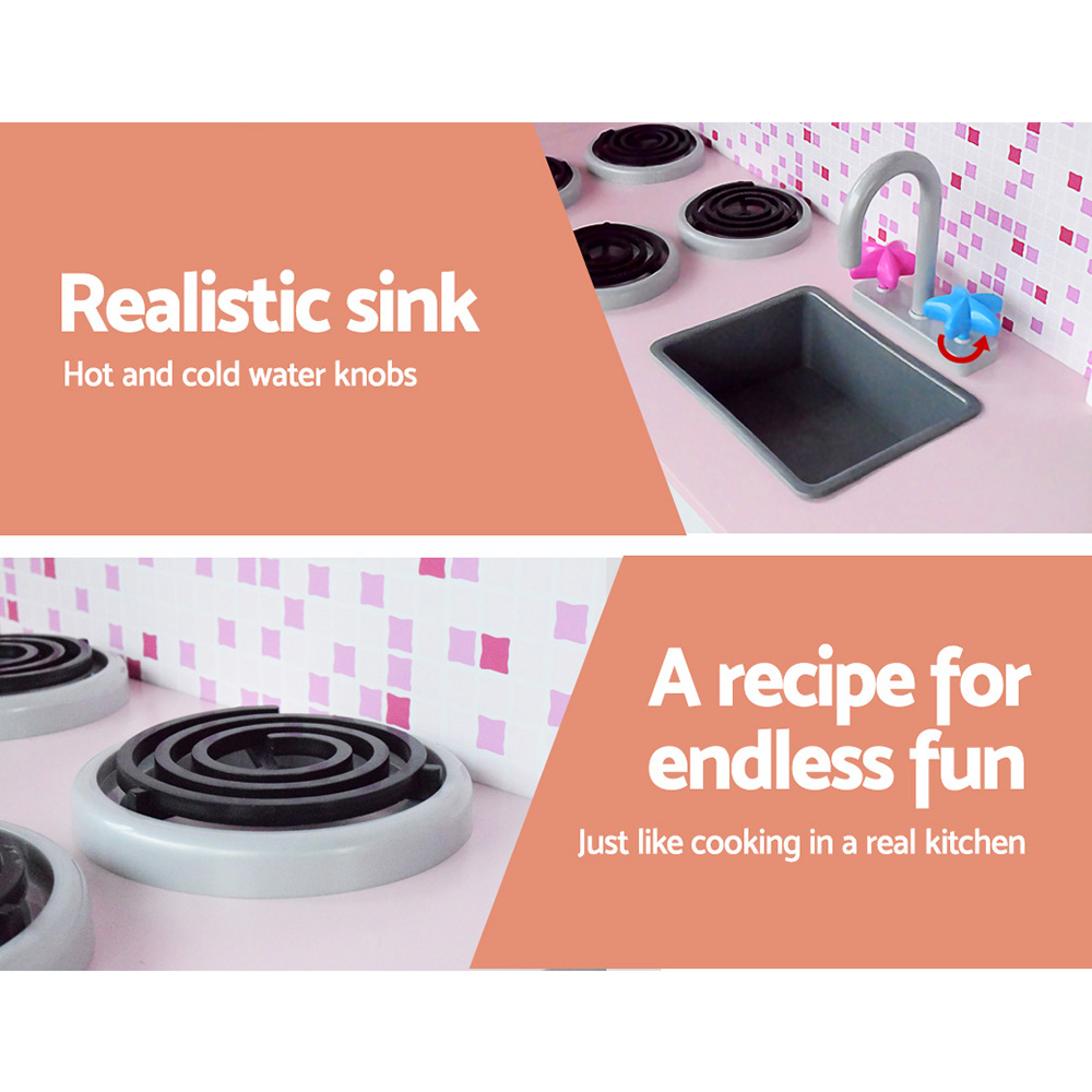 Keezi Red Wooden Kitchen Play Set with Fridge & Oven view 4