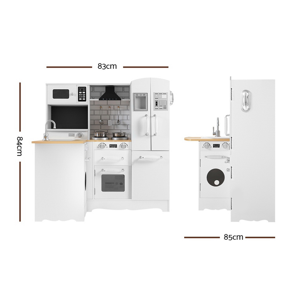 Keezi White Wooden Kitchen Play Set with Fridge & Dishwasher view 2