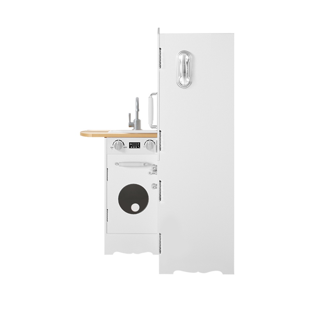 Keezi White Wooden Kitchen Play Set with Fridge & Dishwasher view 4
