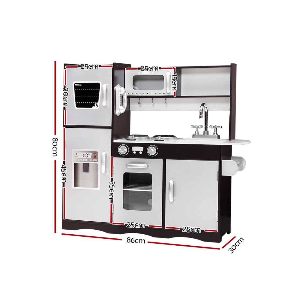 Keezi Modern Wooden Kitchen Play Set with Stove & Fridge view 2