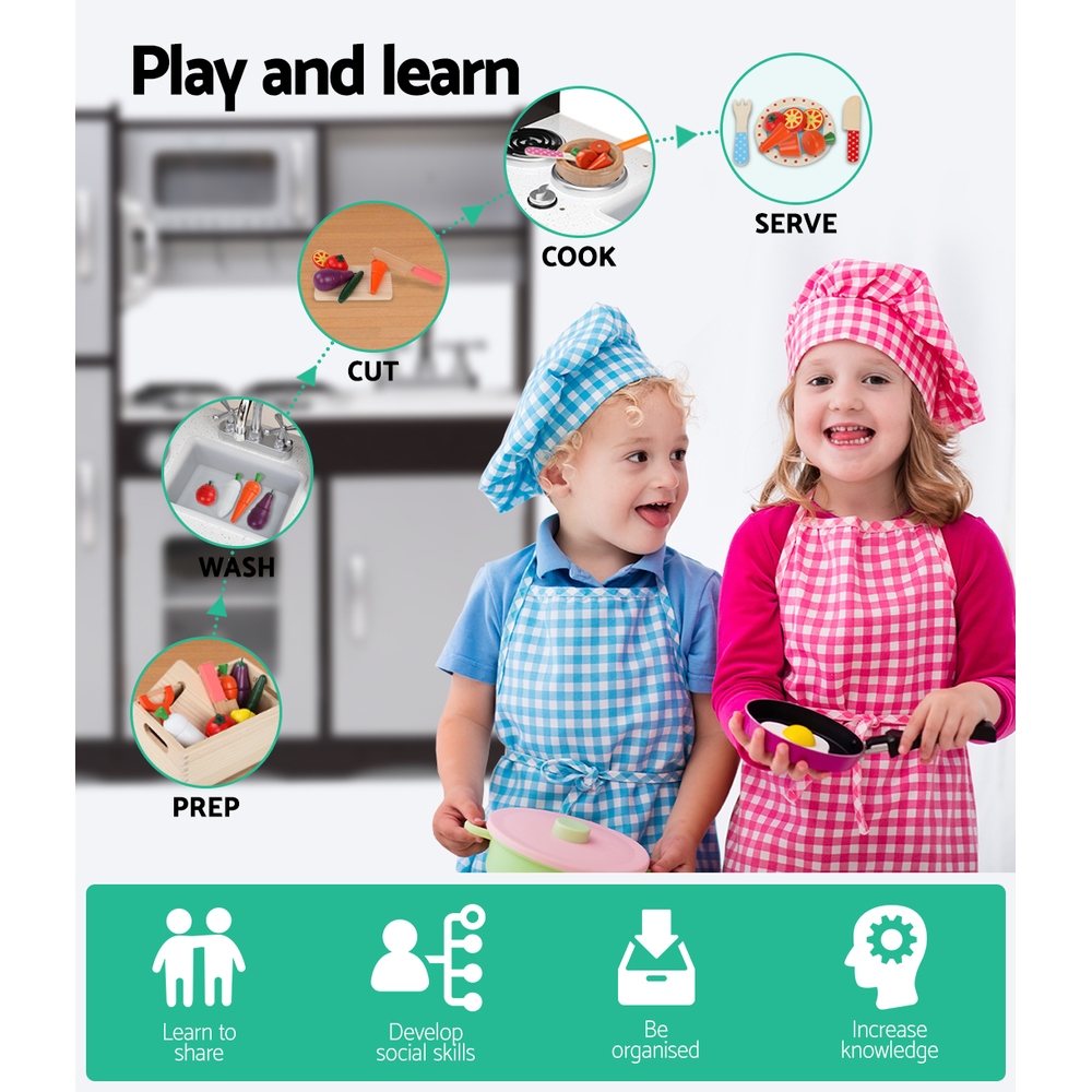 Keezi Modern Wooden Kitchen Play Set with Stove & Fridge view 5