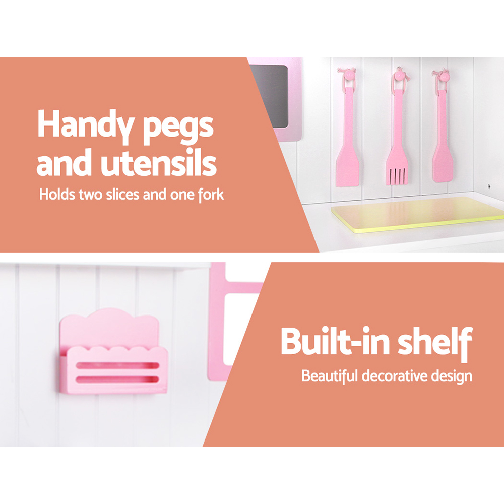 Keezi White Princess Wooden Kitchen Play Set with Storage view 5