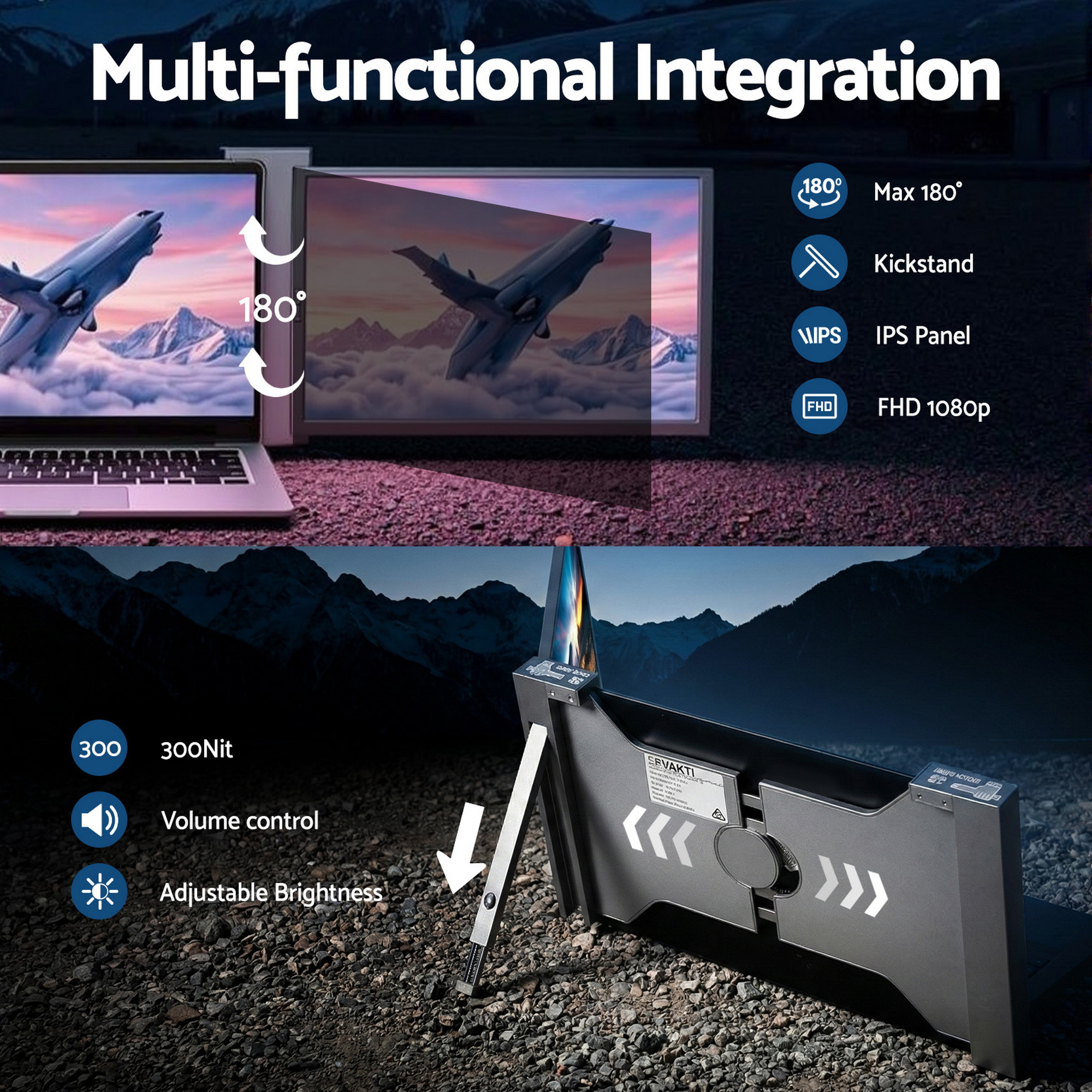 Devanti Portable Monitor 1080P IPS Dual Display view 4