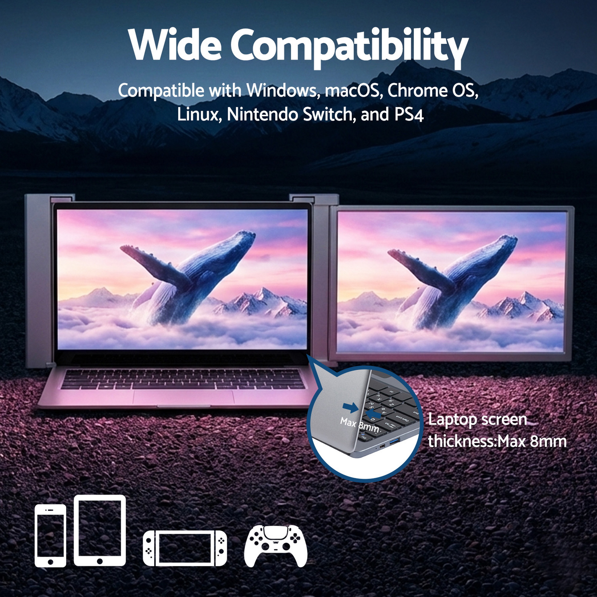 Devanti Portable Monitor 1080P IPS Dual Display view 5