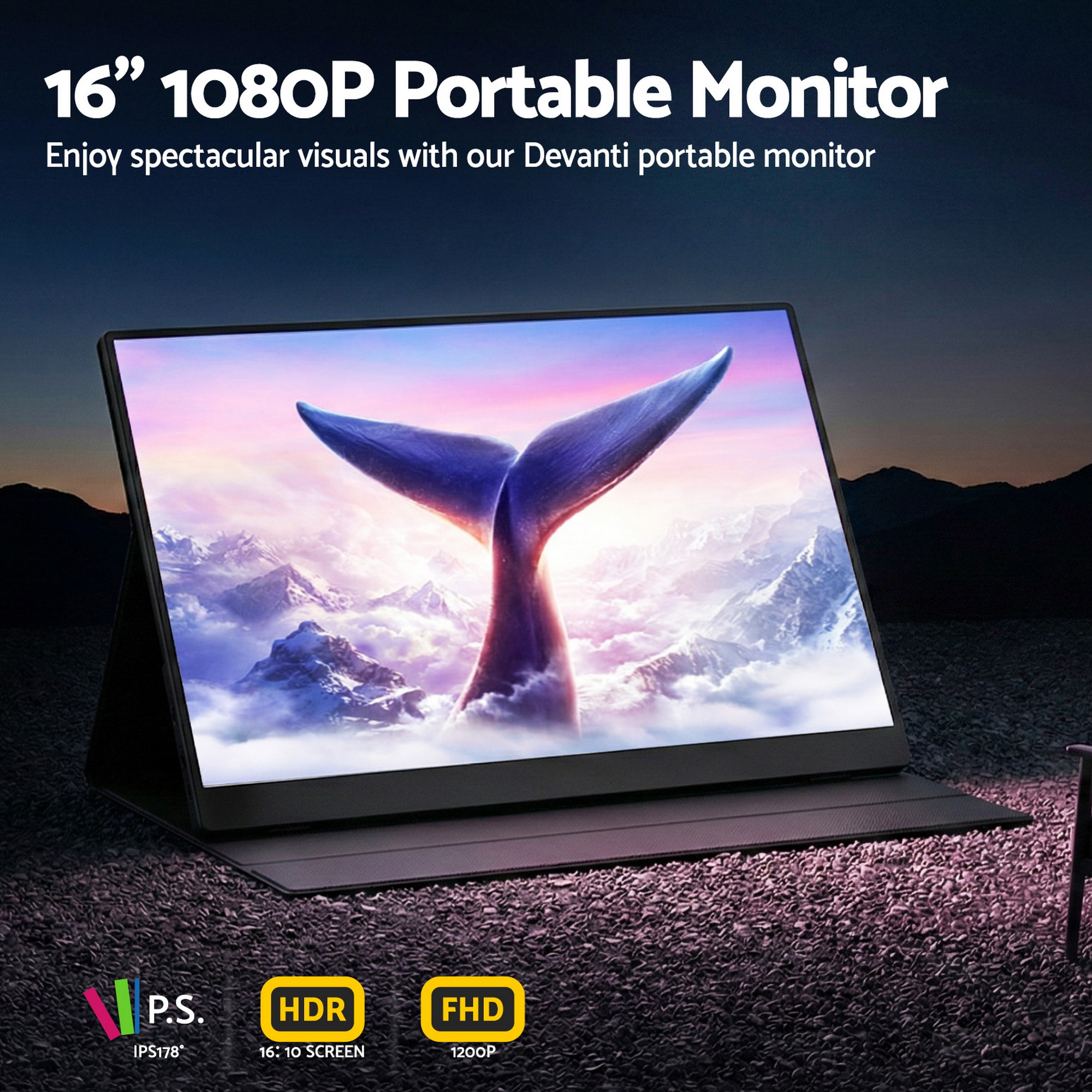 Devanti 16 Inch Portable Monitor USB C view 5