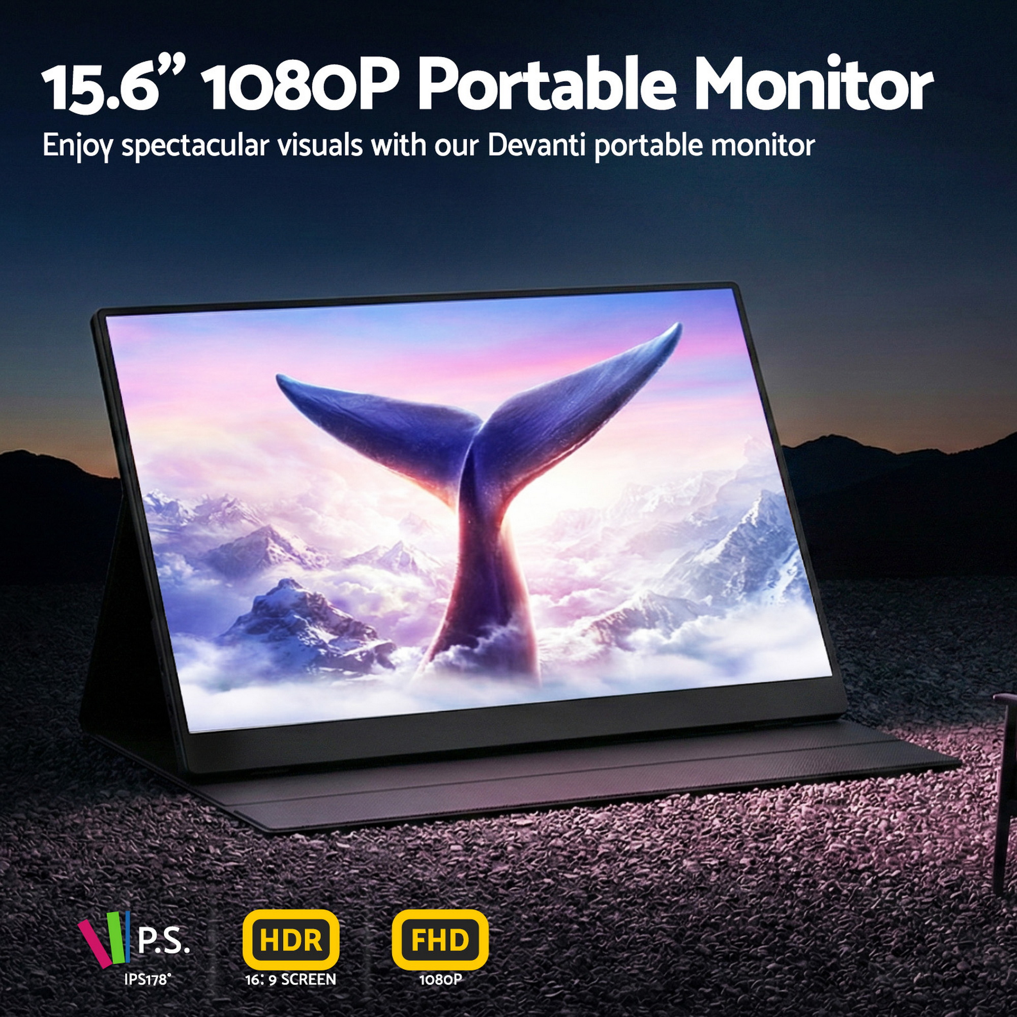 Devanti 15.6-Inch Portable Monitor FHD 1080P IPS view 5